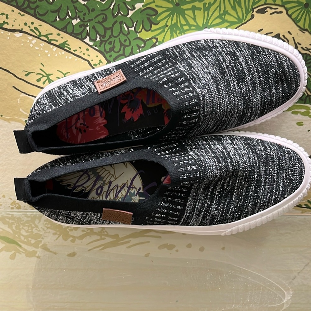 NWOT Black and Silver Gray Slip-On Sneakers